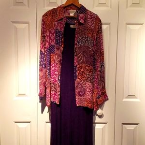 Great Full Length Deep Purple Travel Dress with shirt jacket